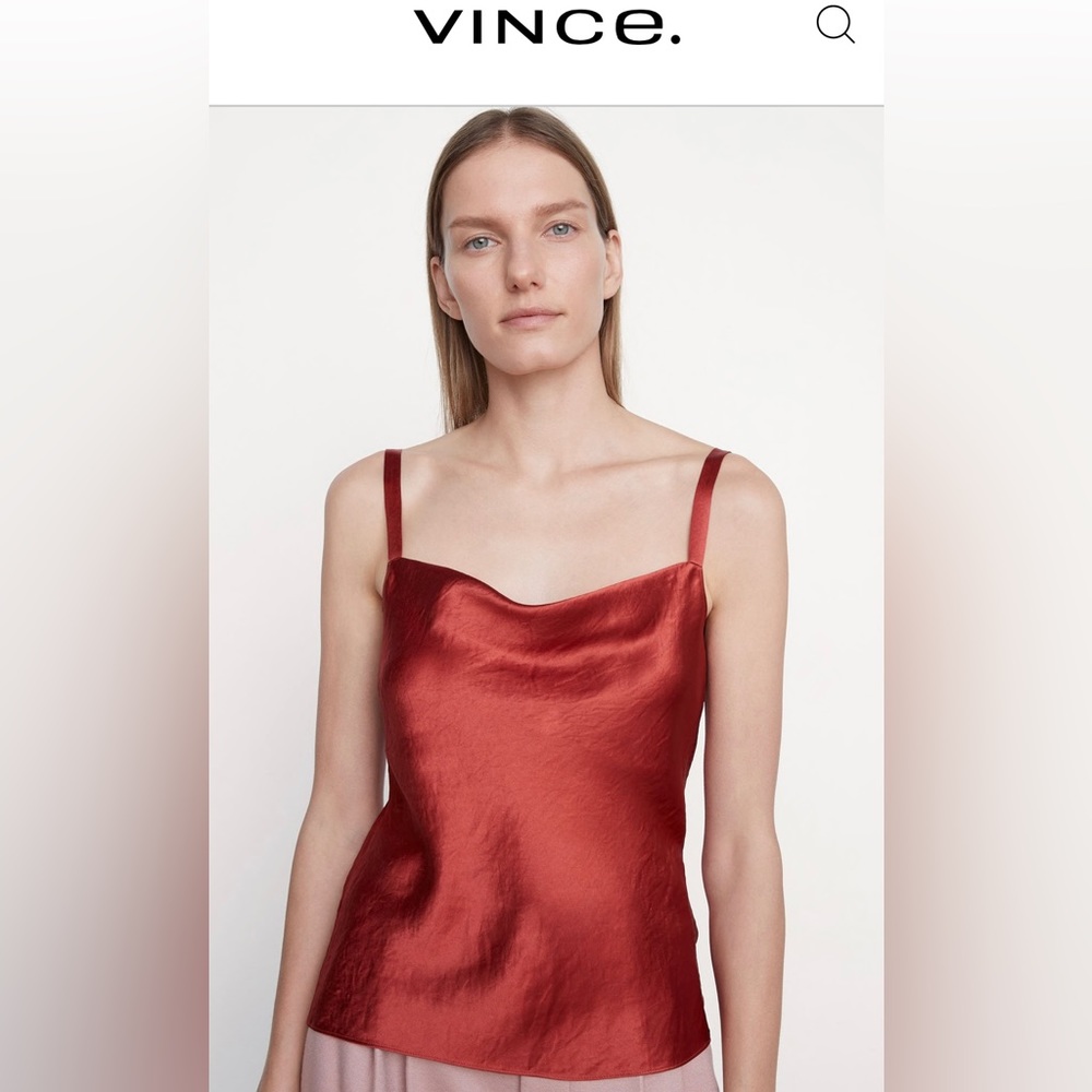 VINCE Cowl Neck Camisole in Scarlet red